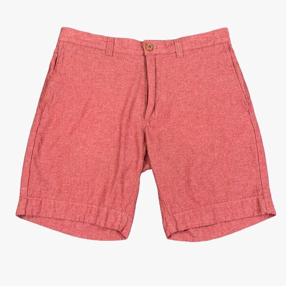 J. Crew Other - J Crew Shorts Mens 31 Red Chambray Gramercy Flat Front Cotton Casual Chino